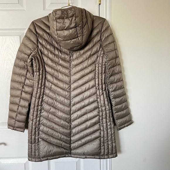 MICHAEL Michael Kors Packable Longline Hooded Puffer Jacket Size Medium Khaki - Picture 9 of 13